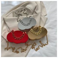 Metal Crossbody Bags Hard Purse Gothic Cloud Shape Shoulder Bag