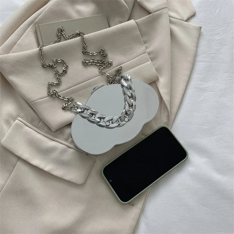Metal Crossbody Bags Hard Purse Gothic Cloud Shape Shoulder Bag