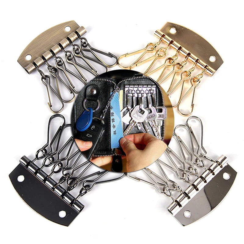 Metal Key Holder Key Row Keyring Organnizer 6 Snap Hook for Leather Craft