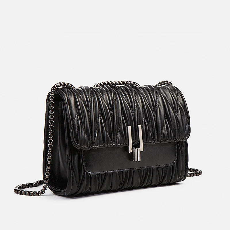 Metal Lock Tote Bags for Women Wrinkled Handbag  