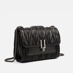 Metal Lock Tote Bags for Women Wrinkled Handbag  