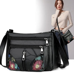 Japanese Soft PU Shoulder Crossbody Bag for Women Large Capacity