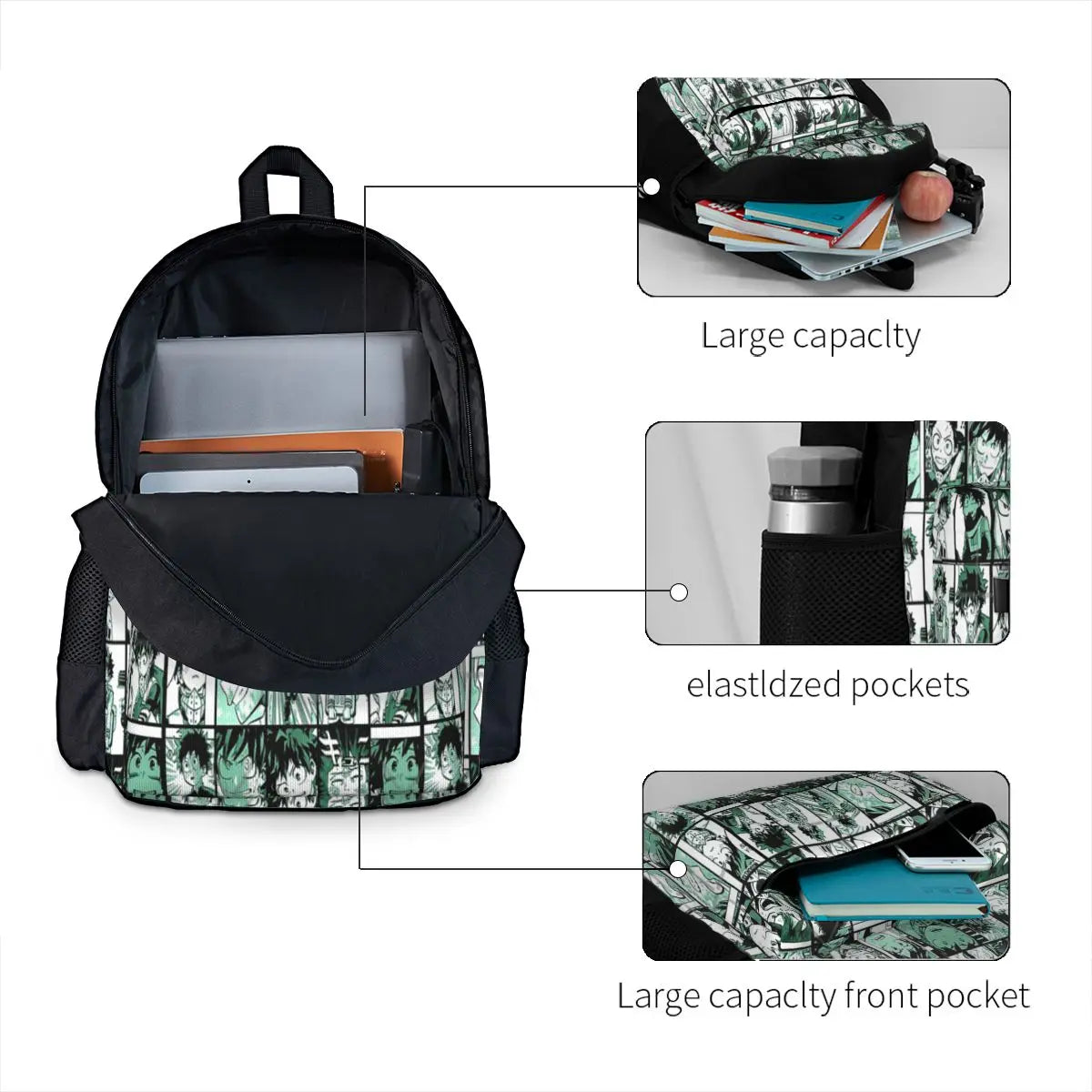 Midoriya Izuku Collage Version Backpacks Men's Backpacks Bags For Women