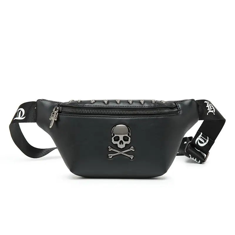 Mihaivin Rock Skull Unisex Belt Bag Rivet Chest Bag Waist Bag
