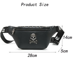 Mihaivin Rock Skull Unisex Belt Bag Rivet Chest Bag Waist Bag