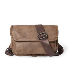 Retro Men Chest Pack Waist Bag Leather Crossbody Bags Unisex Travel Fanny Pack S