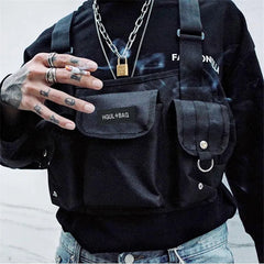 Canvas Waist Chest Bag Kanye Chest Rig Streetwear Tactical Shoulder Bag Backpack