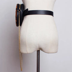 Vintage Leopard Waist Pack Round Waist Bag Chian Shoulder Bags