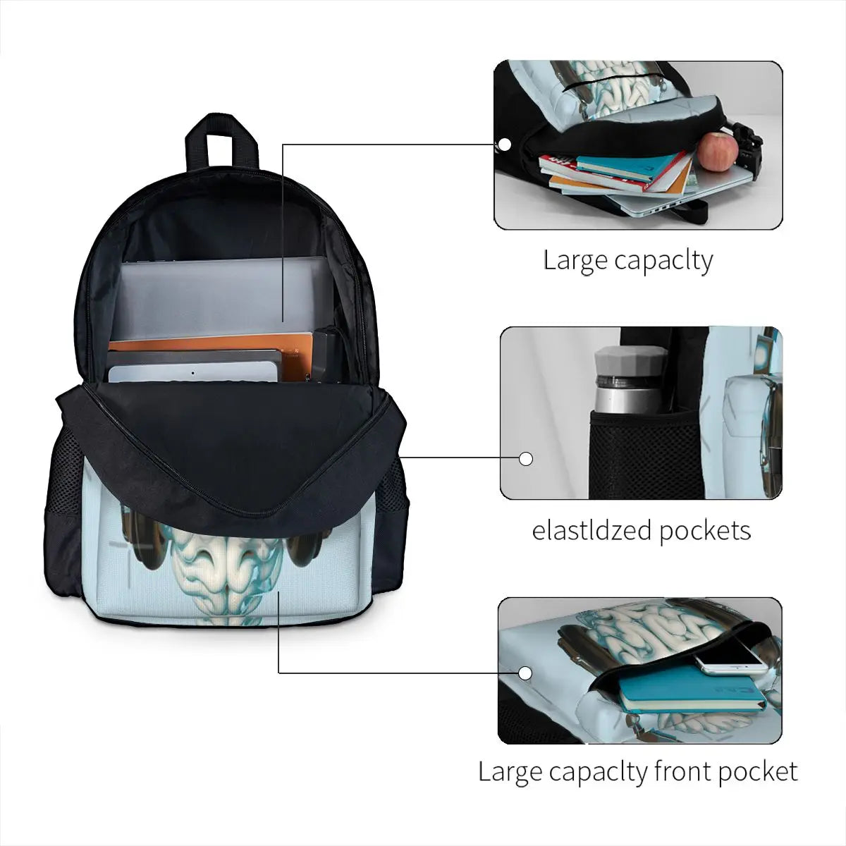 Mind Music Connection Backpacks Women Men School Bags