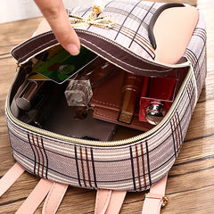 Plaid Mini Backpack Crossbody Bag for Teenage Girl Women Shoulder Phone Purse