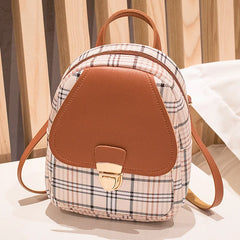 Plaid Crossbody Bag for Teenage Girl Mini Backpack Shoulder Phone Purse