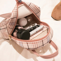 Plaid Mini Backpack Crossbody Bag Teenage Girl Shoulder Purse Female