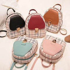 Plaid Crossbody Bag for Teenage Girl Mini Backpack Shoulder Phone Purse
