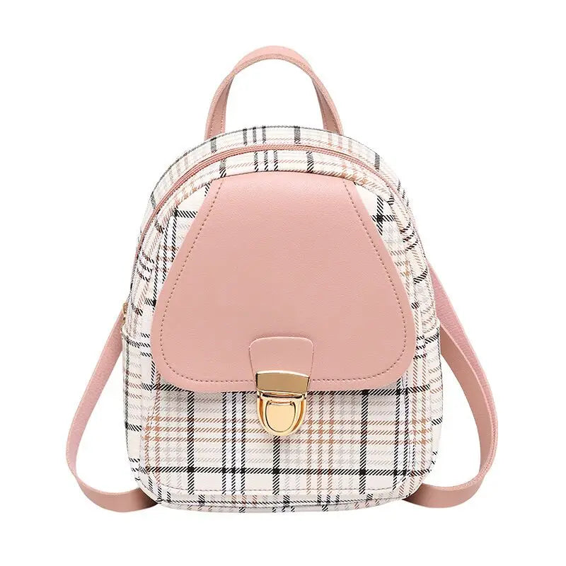 Plaid Mini Backpack Crossbody for Youth