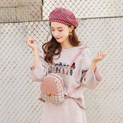 Plaid Mini Backpack Crossbody for Youth