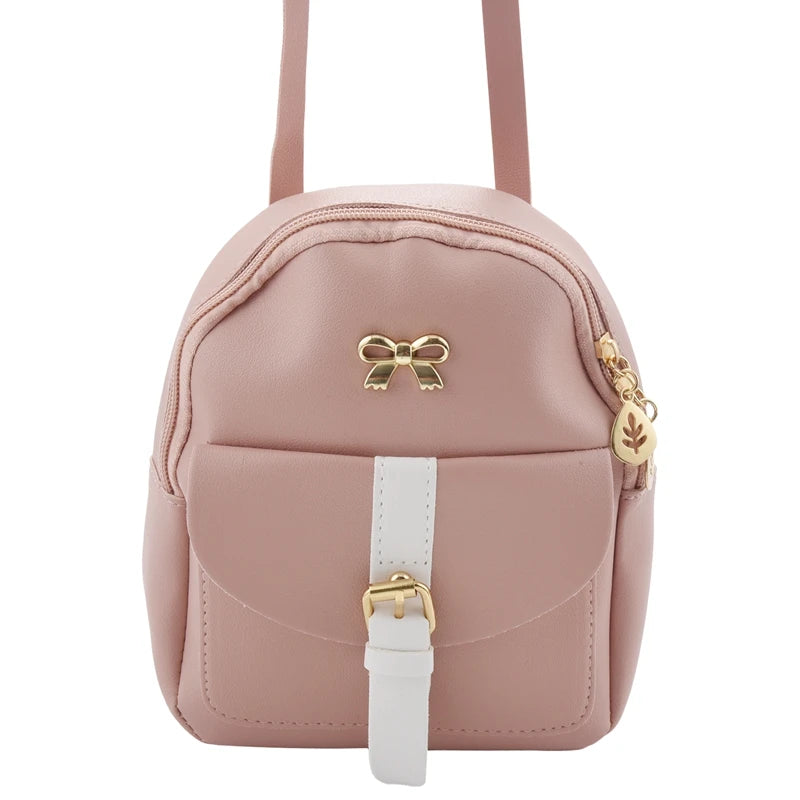 Mini Backpack Small Diagonal Bag Leather Bow Backpack Ladies Wallet