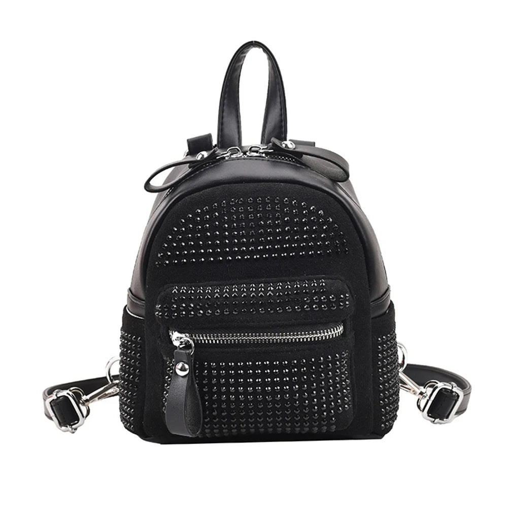 Crystal Rhinestone Mini Backpack for Women, Casual Travel Bagpack Handbag