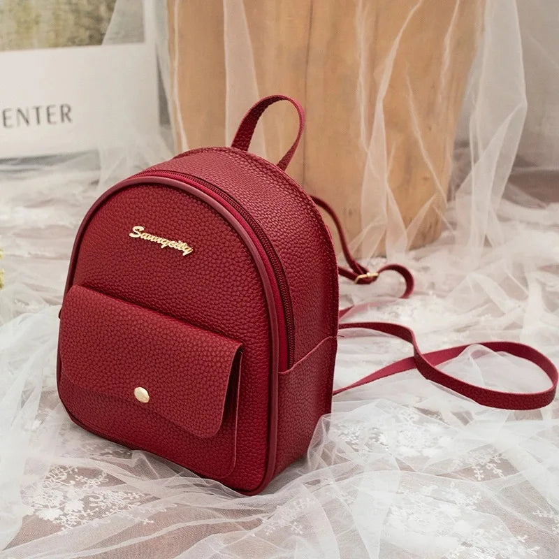 Mini PU Leather Backpack for Teenage Girls Kids