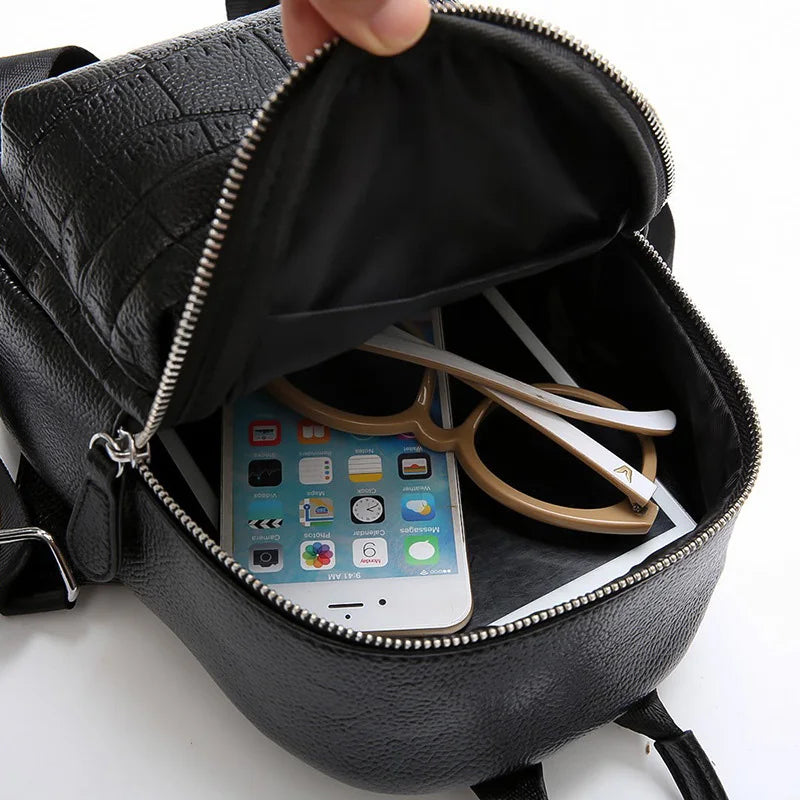 Mini PU Leather Backpack for Women Small Female Back Pack Girls Bagpack