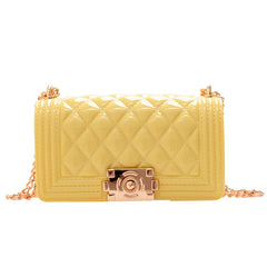 Mini Bags Summer Shoulder Kid Purse Long Chains Glossy PVC Jelly Bag