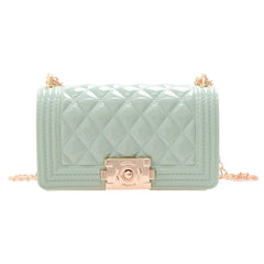 Mini Bags Summer Shoulder Kid Purse Long Chains Glossy PVC Jelly Bag