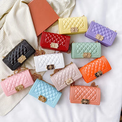 Mini Bags Summer Shoulder Kid Purse Long Chains Glossy PVC Jelly Bag