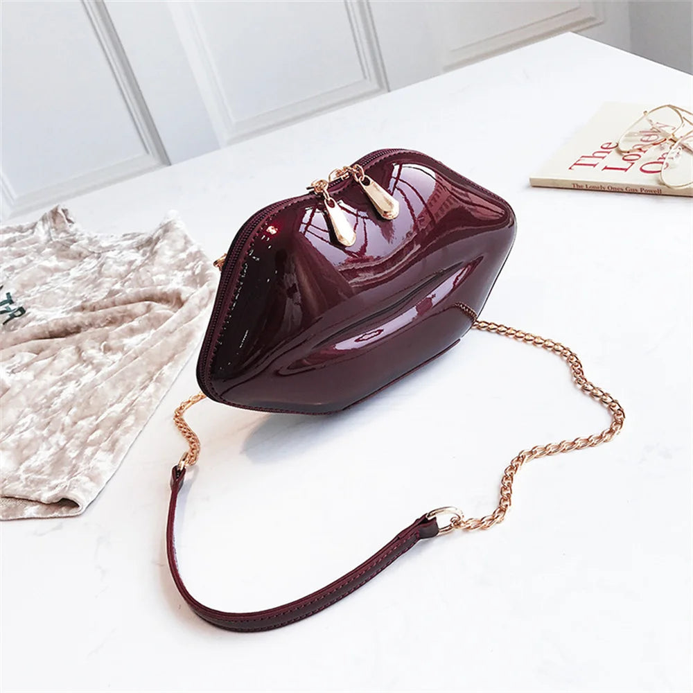 PVC Lips Shape Handbag Zipper Crossbody Bag Stylish Bags