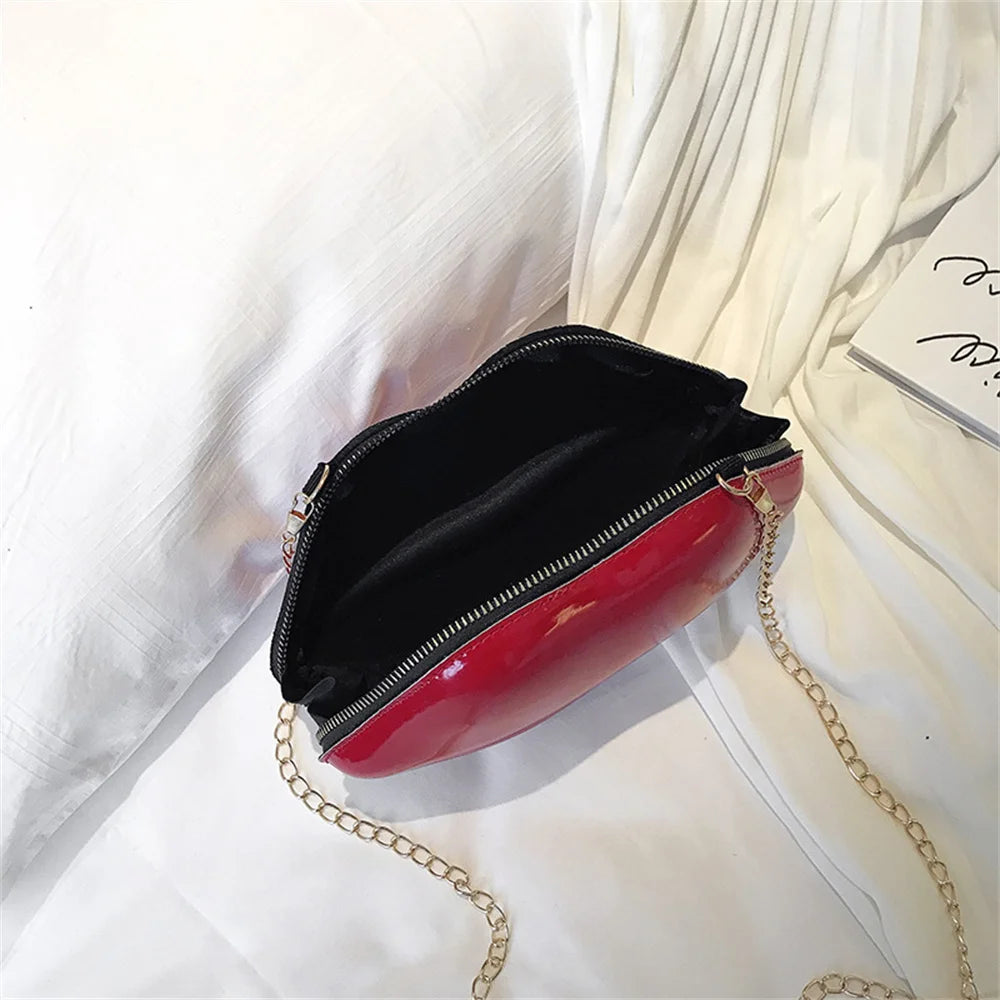 PVC Lips Shape Handbag Zipper Crossbody Bag Stylish Bags