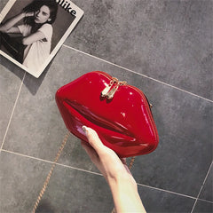 PVC Lips Shape Handbag Zipper Crossbody Bag Stylish Bags