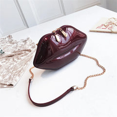 PVC Lips Shape Handbag Zipper Crossbody Bag Stylish Bags