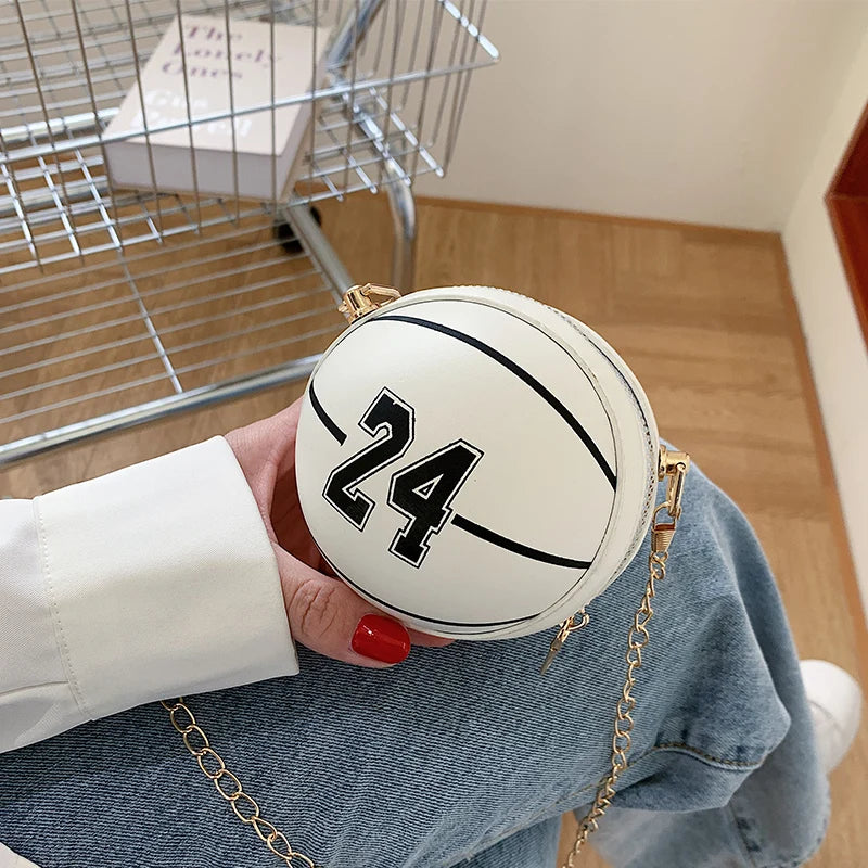 Mini Basketball Shape Crossbody Bag for Women PU Leather Shoulder Bag