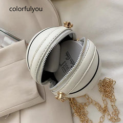 Mini Basketball Shape Crossbody Bag for Women PU Leather Shoulder Bag