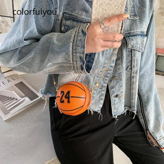 Mini Basketball Shape Crossbody Bag for Women PU Leather Shoulder Bag