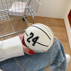 Mini Basketball Shape Crossbody Bag for Women PU Leather Shoulder Bag
