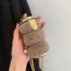 Mini Bottle Shape Women Thick Chain Strap Shoulder Bags Lipstick Pocket