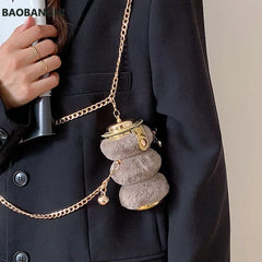 Mini Bottle Shape Women Thick Chain Strap Shoulder Bags Lipstick Pocket