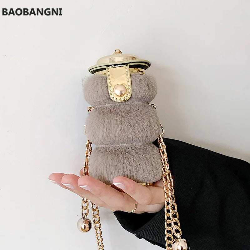 Mini Bottle Shape Women Thick Chain Strap Shoulder Bags Lipstick Pocket
