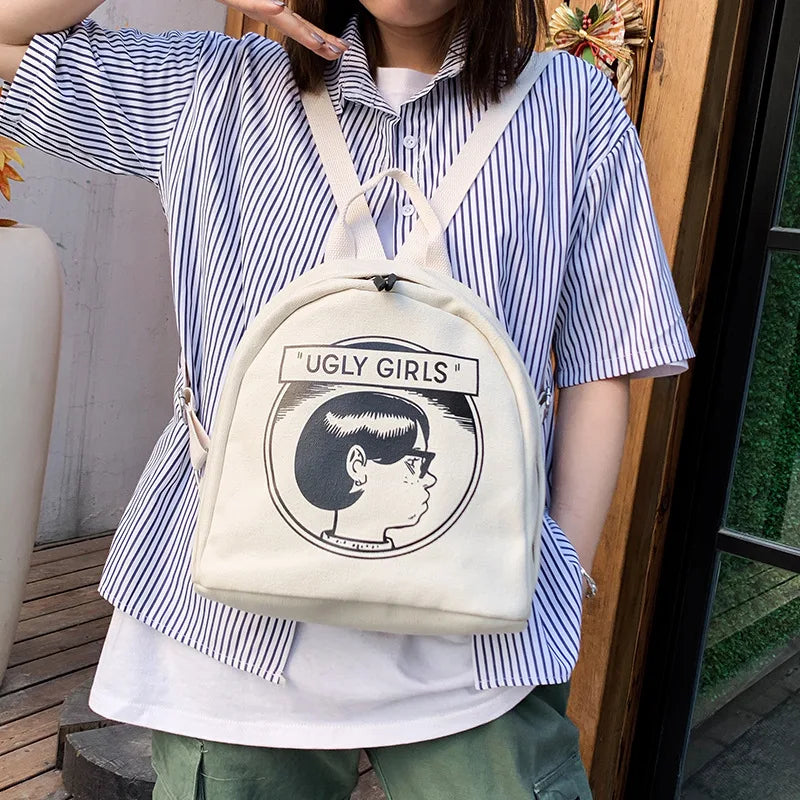 Mini Canvas Backpack Retro Canvas Girl Schoolbag