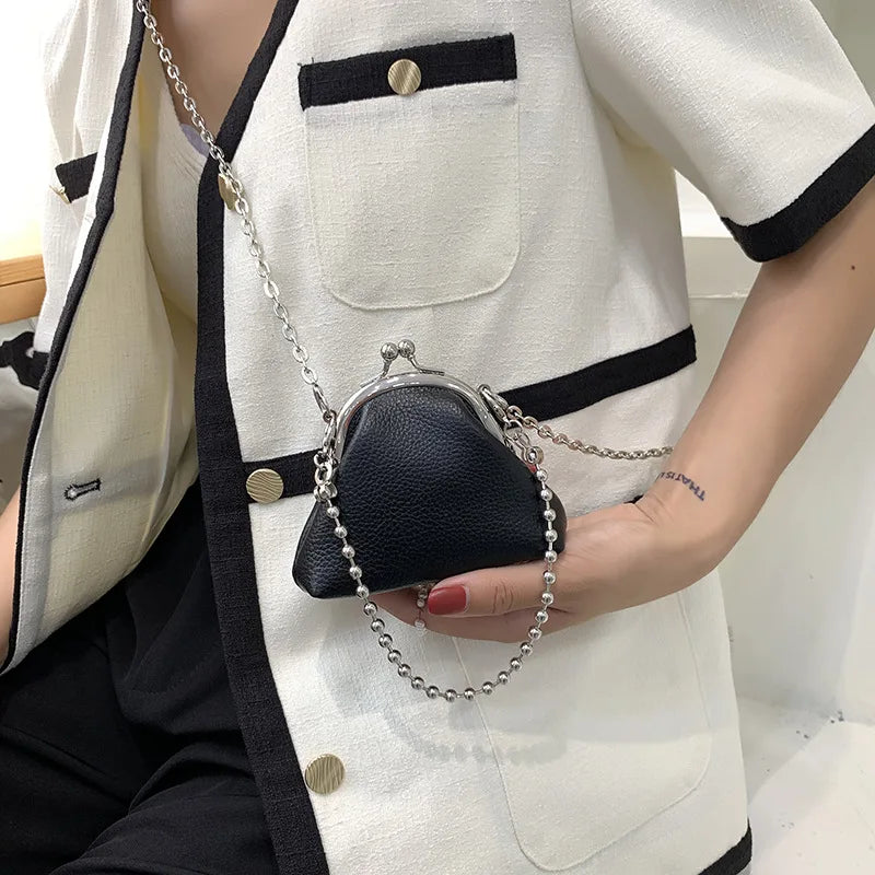 Mini Chains Clip Bag Women Shoulder Bag Small Kisslock Crossbody Bags