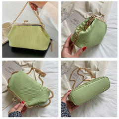 Mini Clamp Leather Crossbody Chain Shoulder Bag for Women