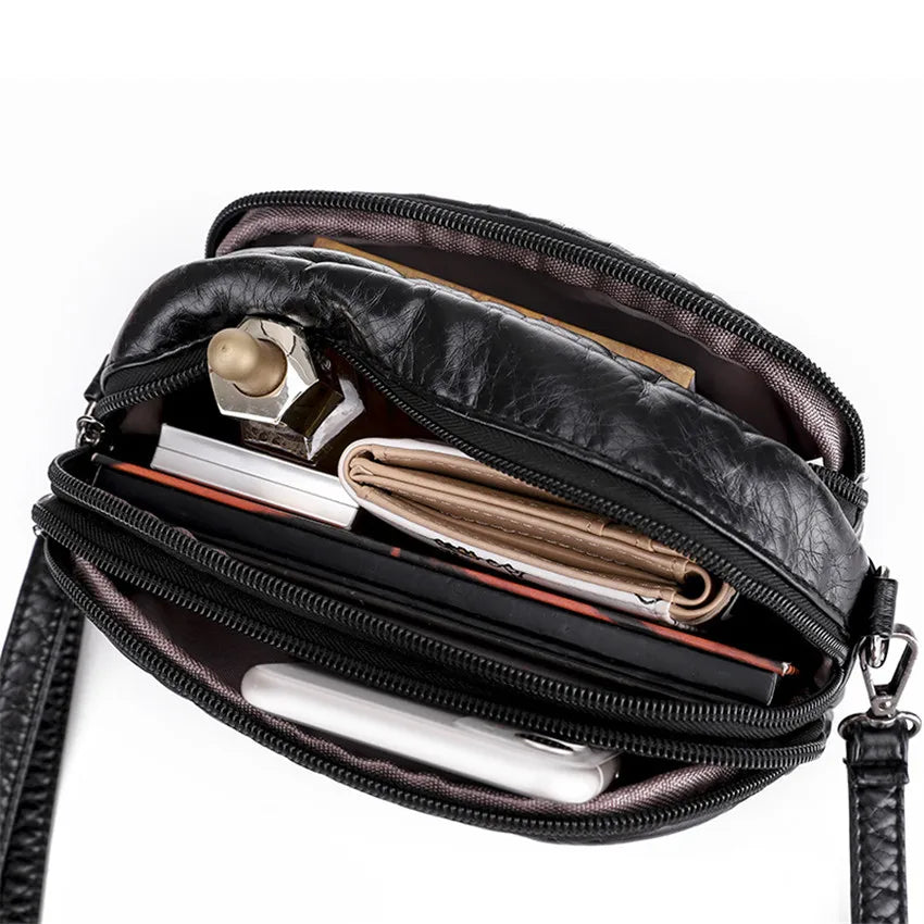 Women's Mini Crossbody Bag Vintage Washed Leather Shoulder Purse
