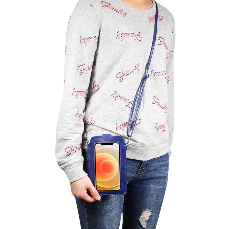 Mini Crossbody Cell Phone Pouch Purse with Touch Screen Window