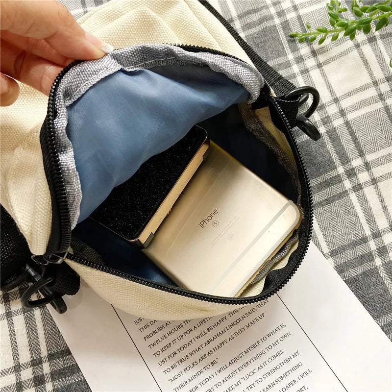 Mini Bear Canvas Handbag Women's Shoulder Bag Small Square Student Messenger Bag