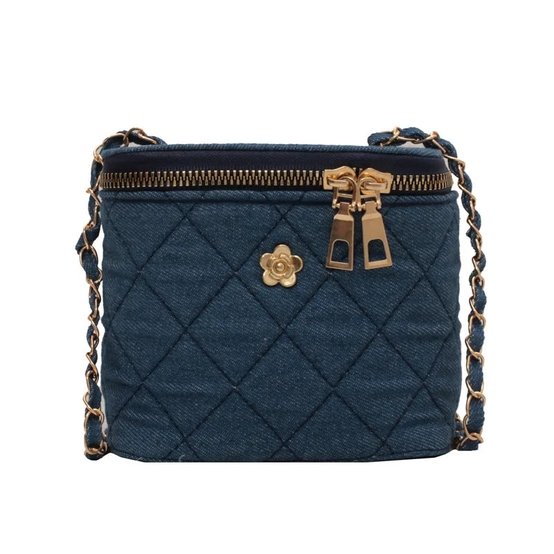 Mini Diamond Pattern Chain Bag Female Messenger Bag Bucket Box Bag