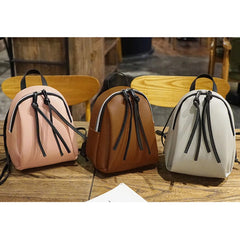 Mini PU Leather Backpack with Fringe Zipper