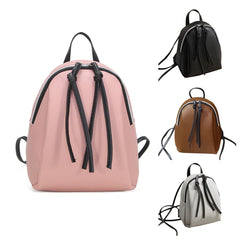 Mini PU Leather Backpack with Fringe Zipper