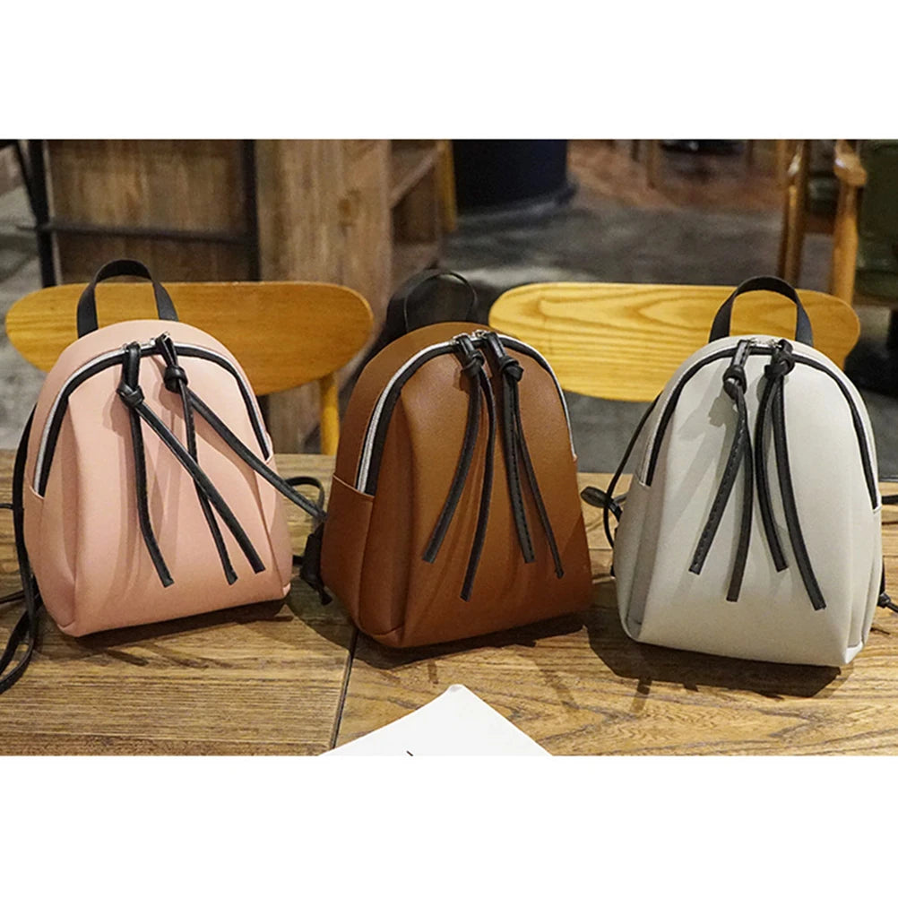Mini PU Leather Backpack Women Small Shoulder Bag Tassel Zipper