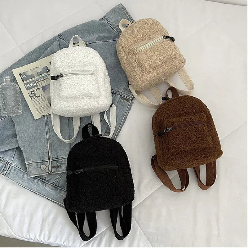 Mini Plush Backpack for Women Girls - Soft Stylish Small Daypack