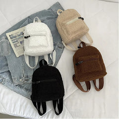 Mini Plush Backpack for Women Girls - Soft Stylish Small Daypack