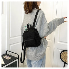 Mini Plush Backpack Solid Women Little Girls Wild Soft Autumn Winter Stylish